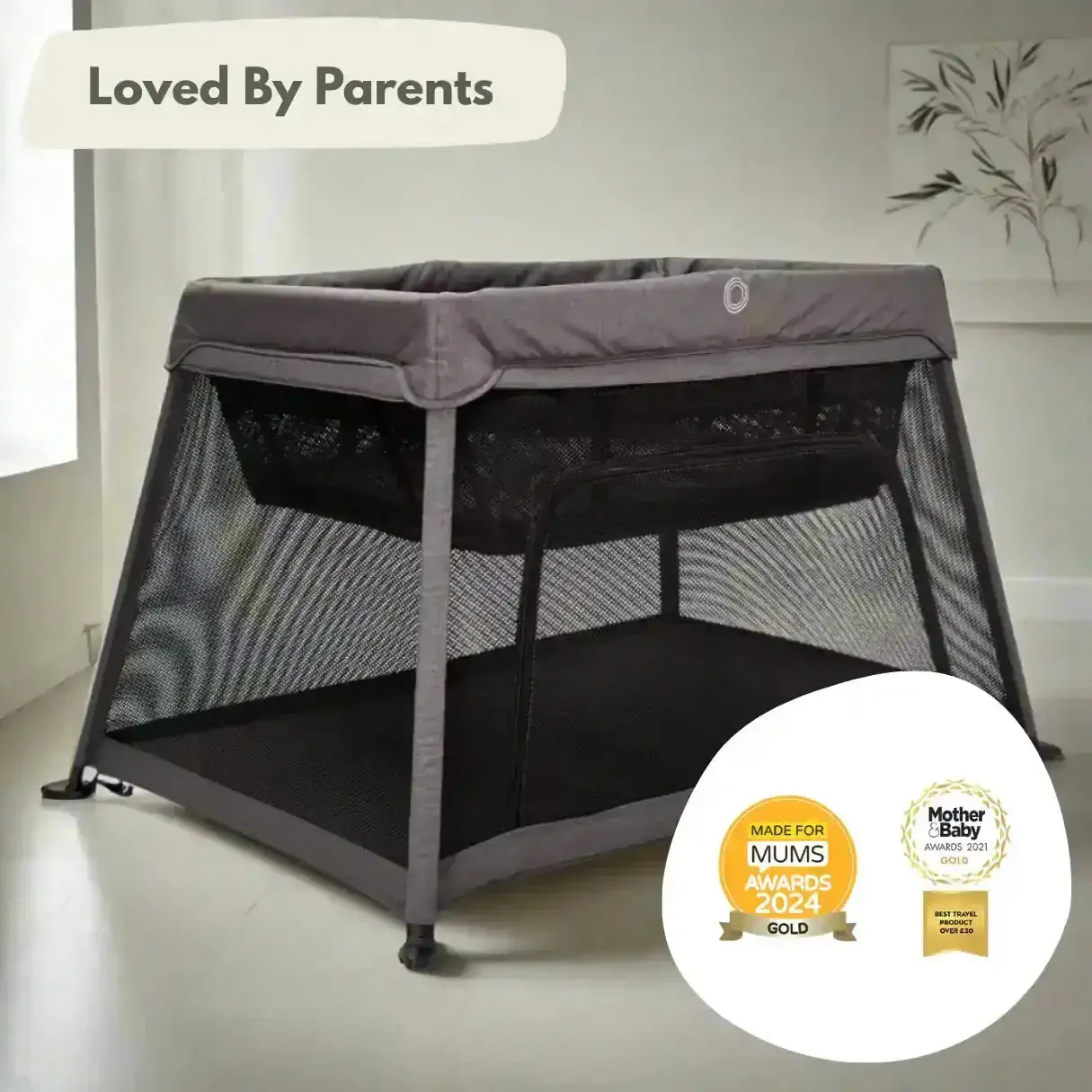 Airpod 3 Travel Cot Includes Newborn Bassinet Insert - Dark Grey - Image 3