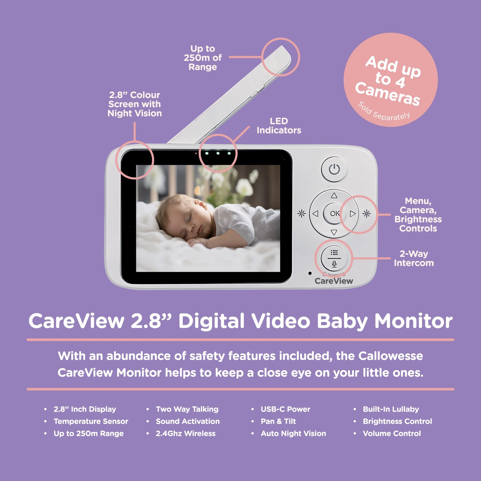 Callowesse CareView Digital Video Baby Monitor Additional Camera - Image 4