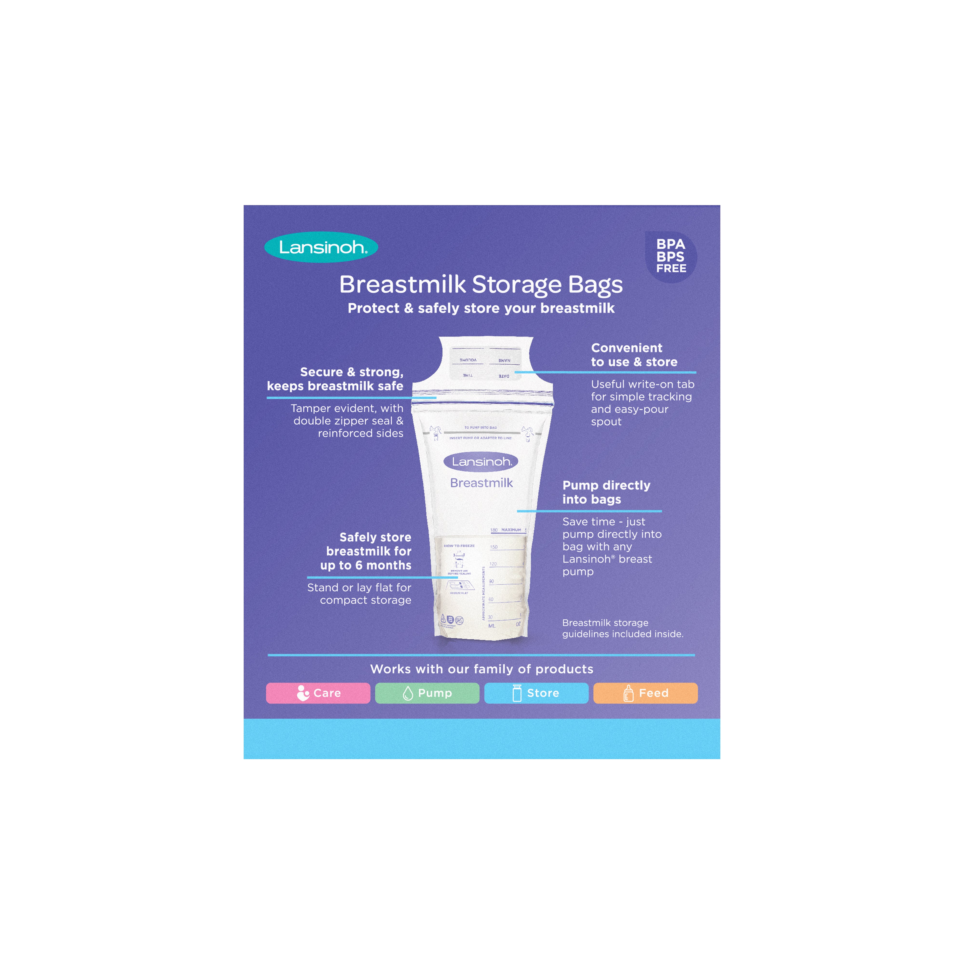 Lansinoh Milk Storage Bags 180mls (Pack of 50) - Image 3