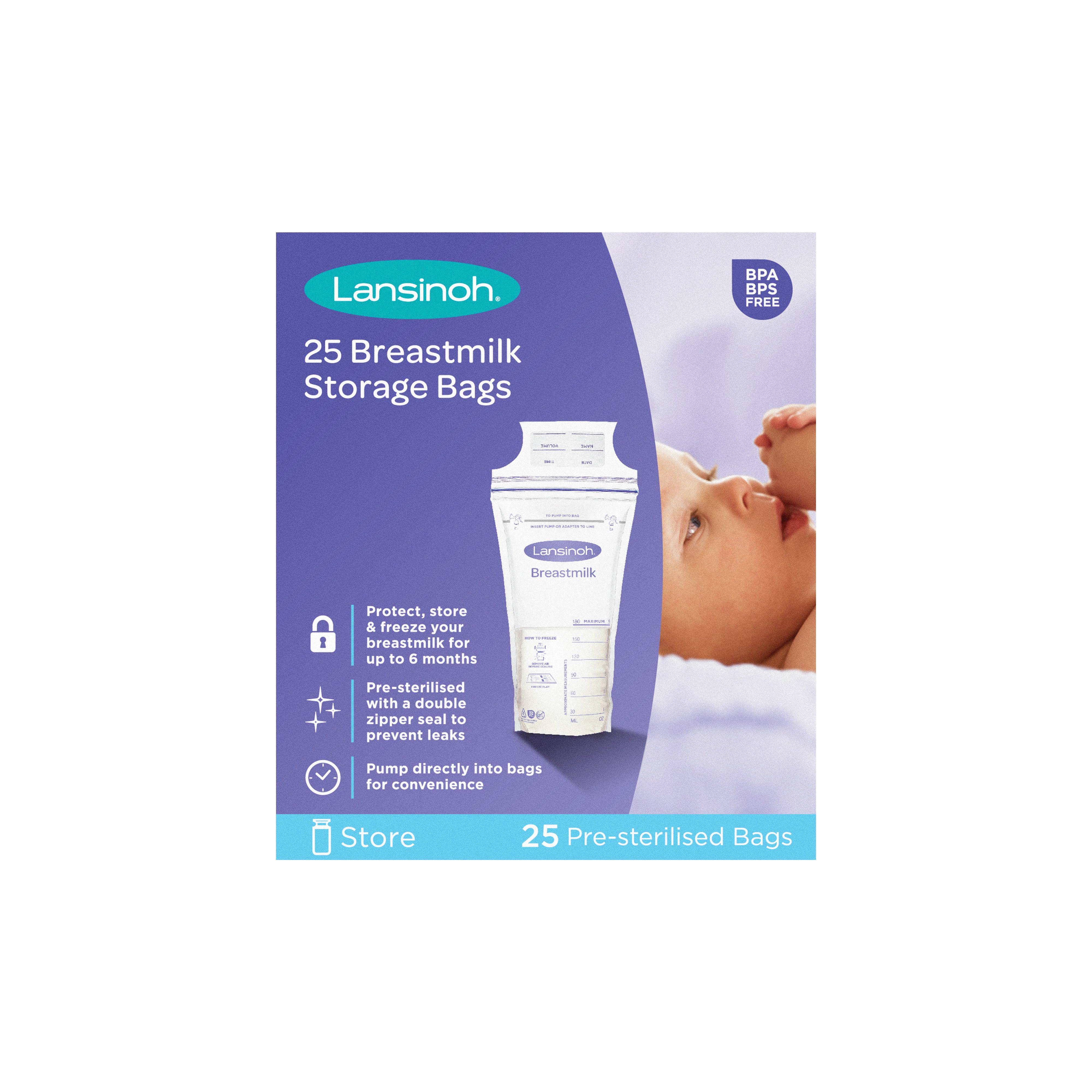 Lansinoh Milk Storage Bags 180mls (Pack of 25) - Image 2