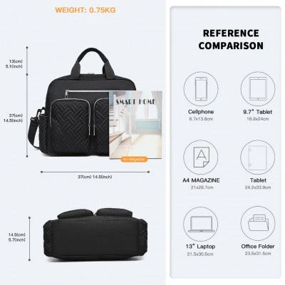 Black Functional Baby Changing Shoulder Bag With Changing Mat - Image 6