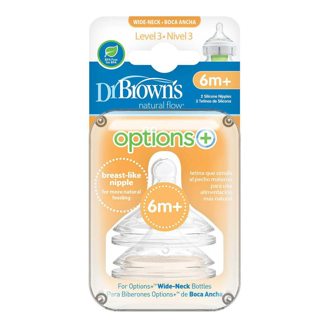 Dr Brown Options Plus Bottle Teats - Level 3 (Pack of 2)