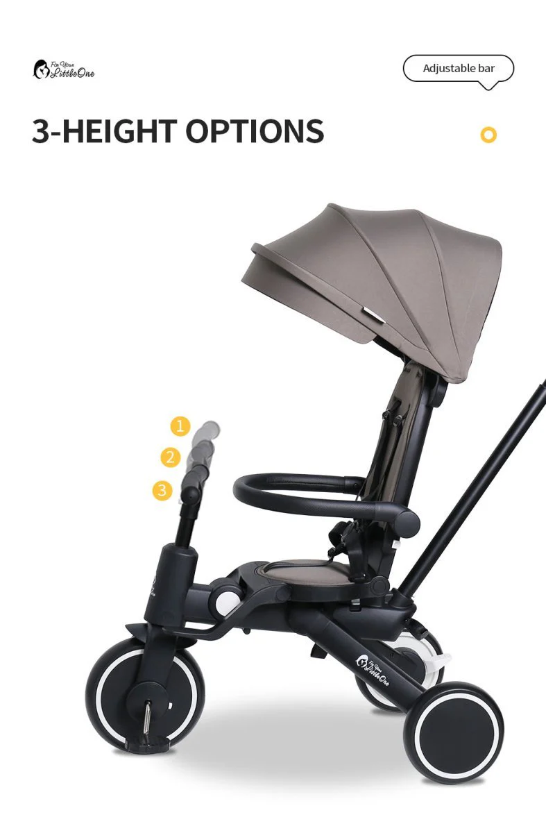 Foryourlittleone Xplor 6 in 1 Foldable Trike - Grey Olive (10m-4y) - Image 14
