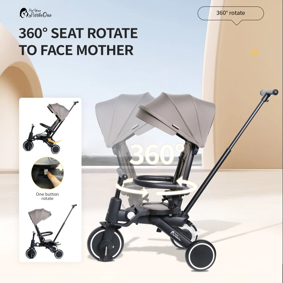 Foryourlittleone Xplor 6 in 1 Foldable Trike - Jet Black (10m-4y) - Image 10