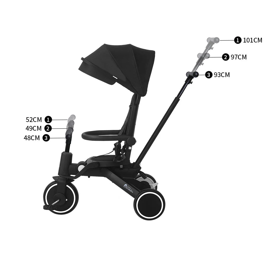 Foryourlittleone Xplor 6 in 1 Foldable Trike - Jet Black (10m-4y) - Image 12