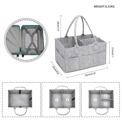 Kono Grey Felt Caddy Organiser With Storage - Image 11