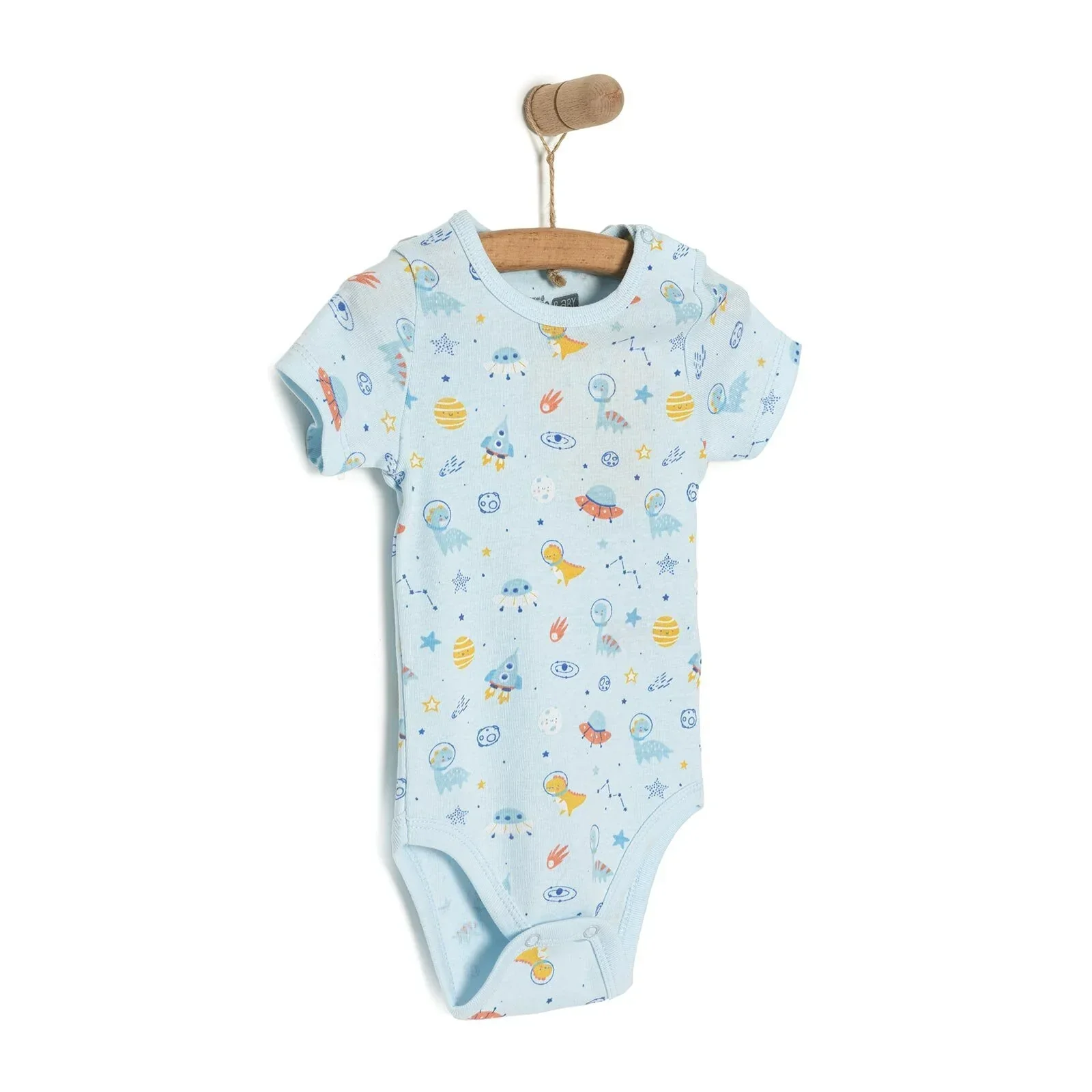 HelloBaby Galaxy Patterned Short Sleeve Bodysuit - Blue - Image 2