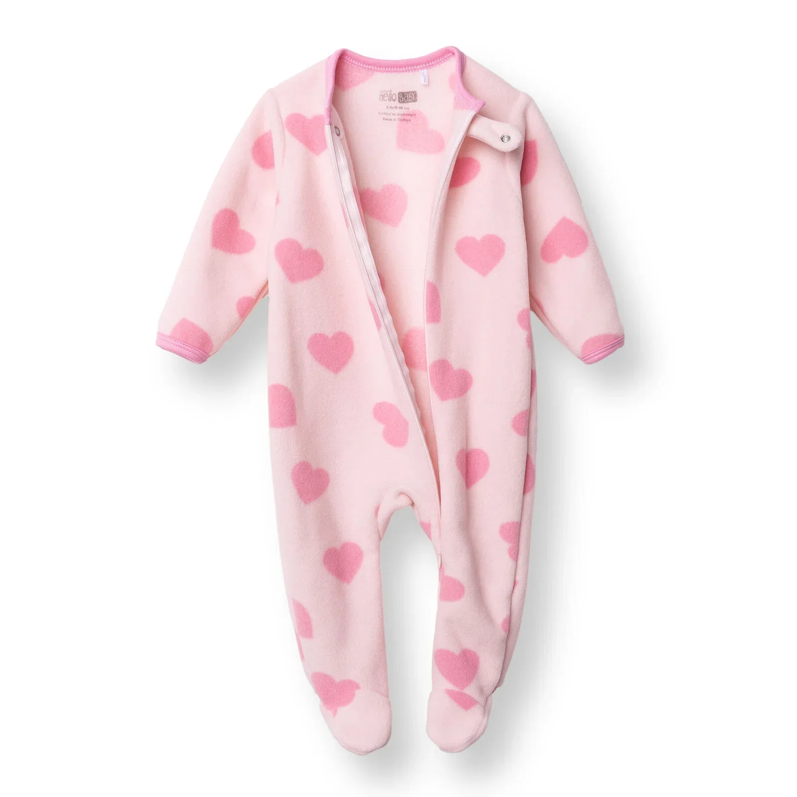 HelloBaby Newborn Polar Footed Jumpsuit - Pink Printed - Image 3