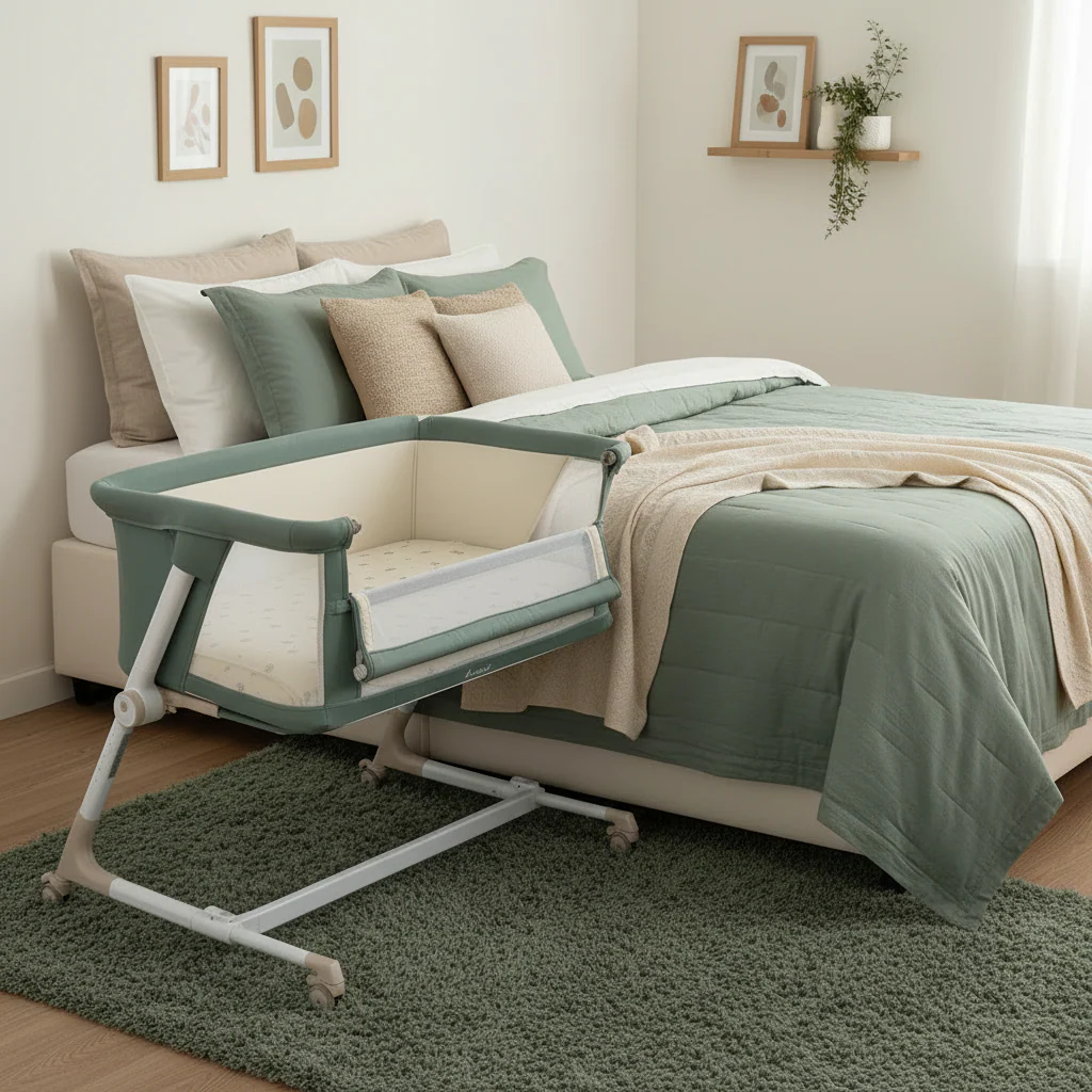 Jane Baby Side Crib + 4 Piece Bedding Set & Safety Mattress, Botanic - Image 19