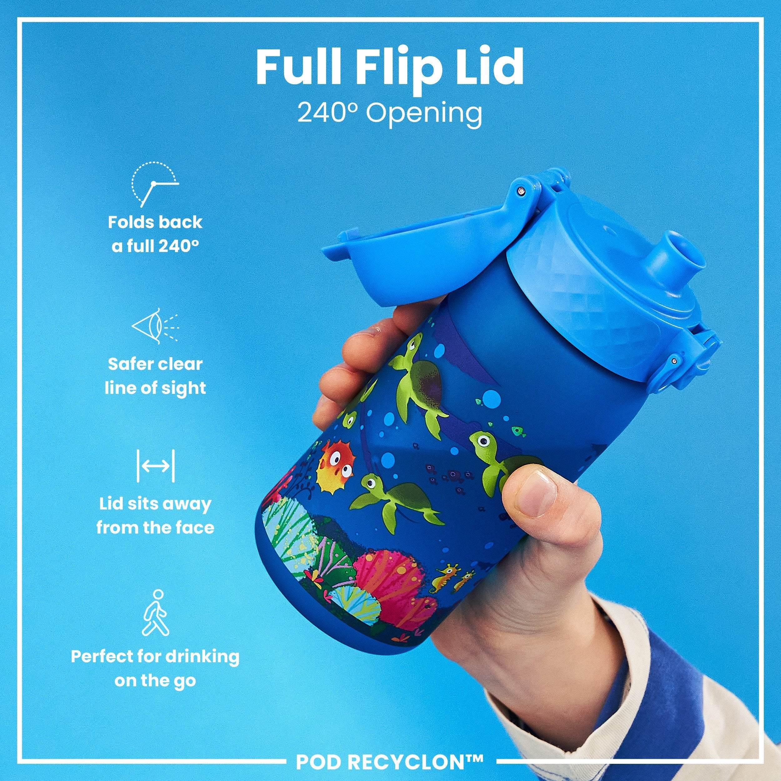 Leak Proof Kids Water Bottle, Recyclon, Sea Turtle, 350ml (12oz) - Image 4