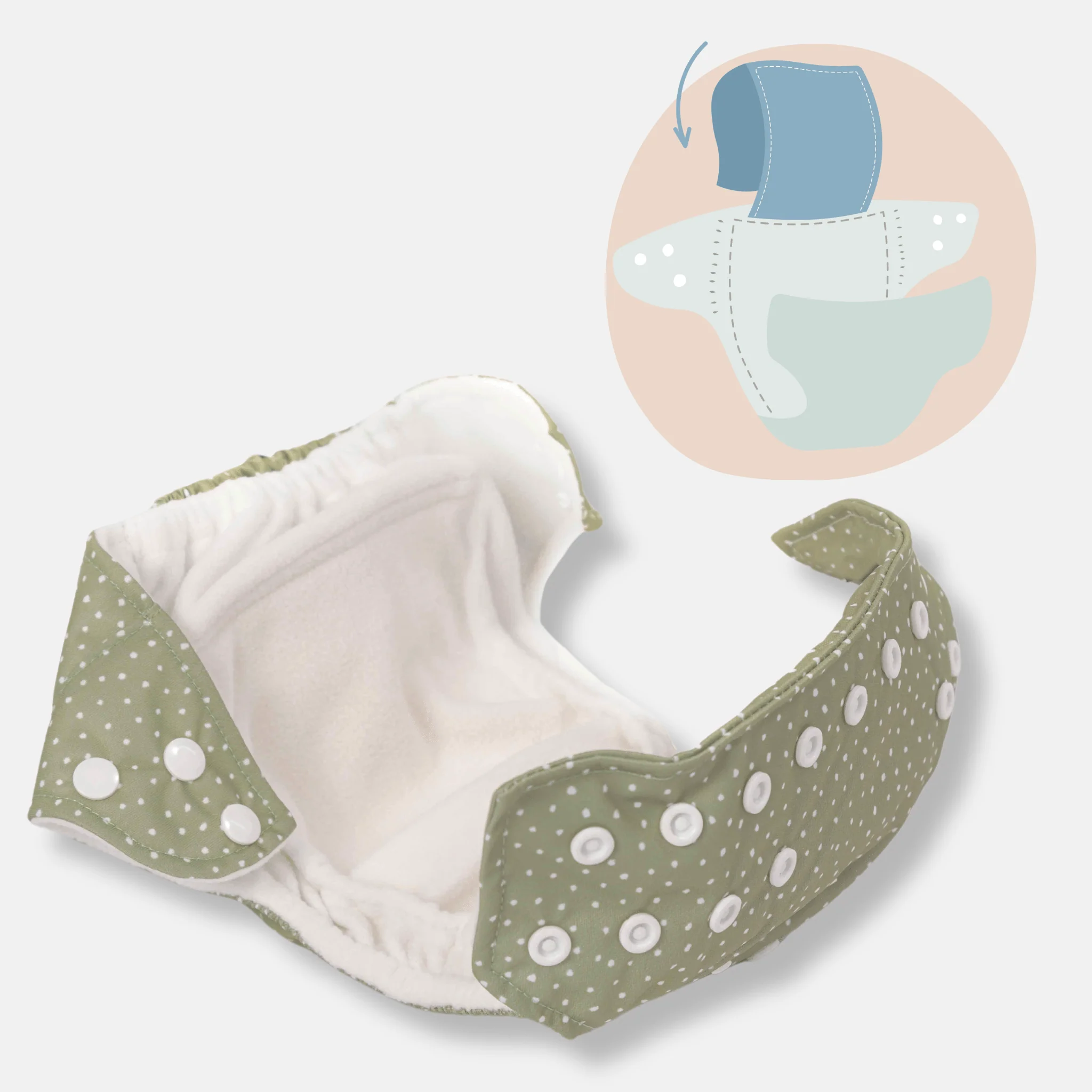 One Size All-In-One Reusable Cloth Nappy - Pure White - Image 2