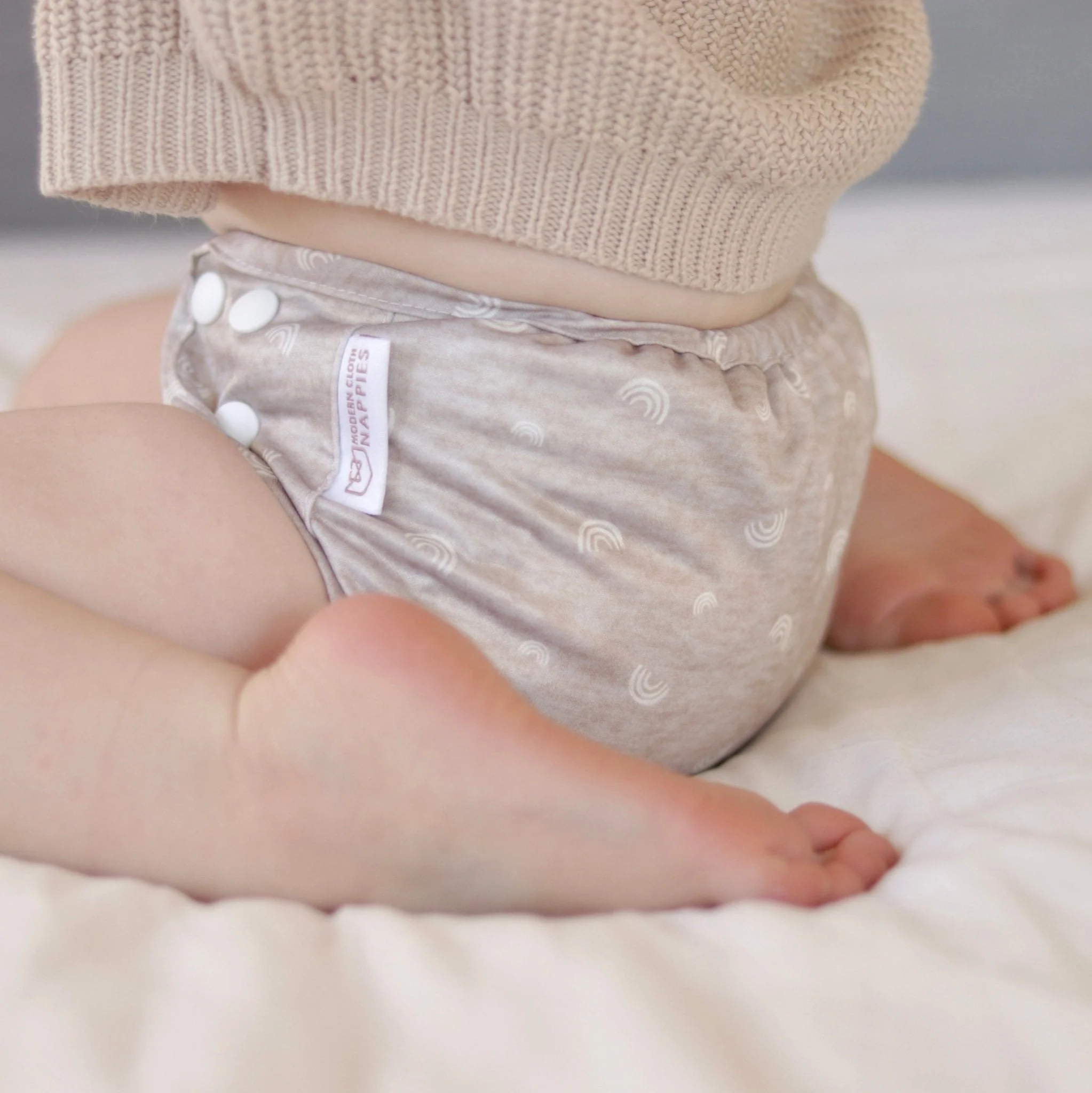 One Size Reusable Cloth Nappy Wrap - Rainbow Oatmeal - Image 3