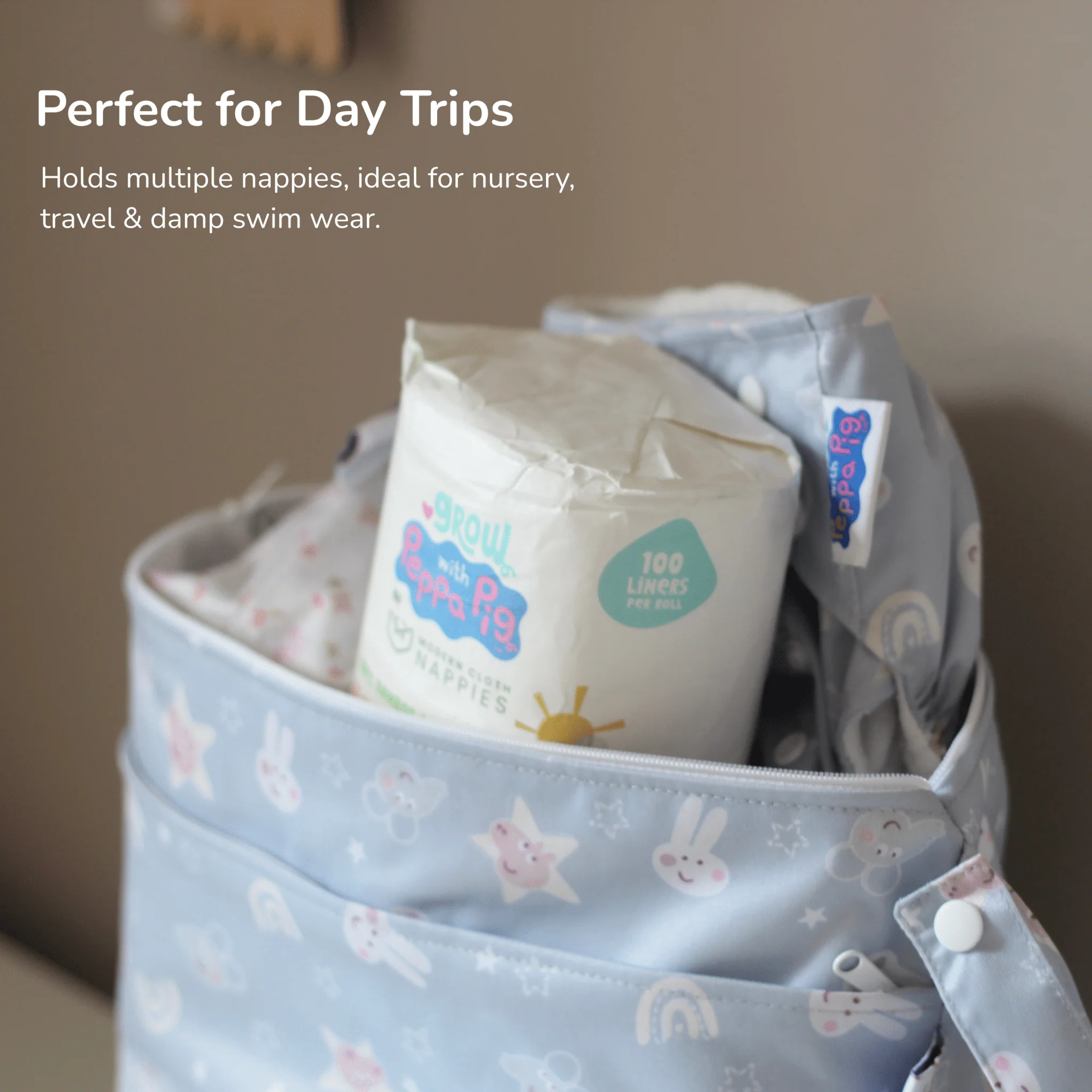 Peppa Pig Grab & Go Nappy Wet Bag - Moons & Stars - Image 5