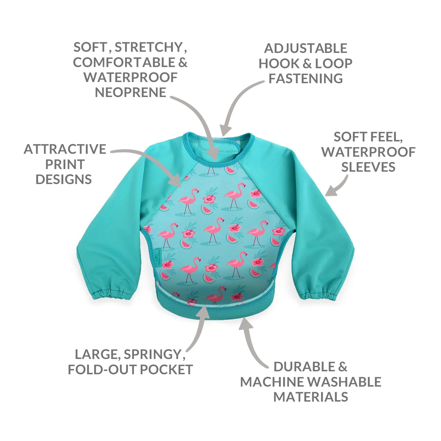 Weaning Bib with Sleeves - Flamingos UltraBib - Image 5