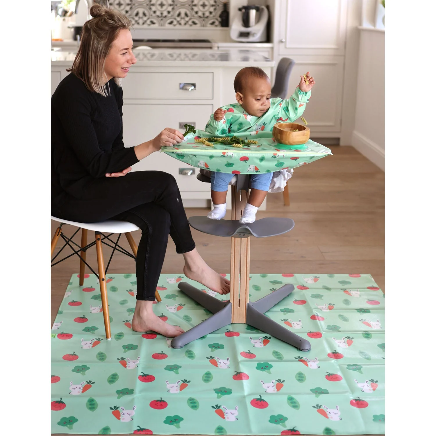 Wipeezee Coverall Bib - Green Bunny & Veg - Image 8