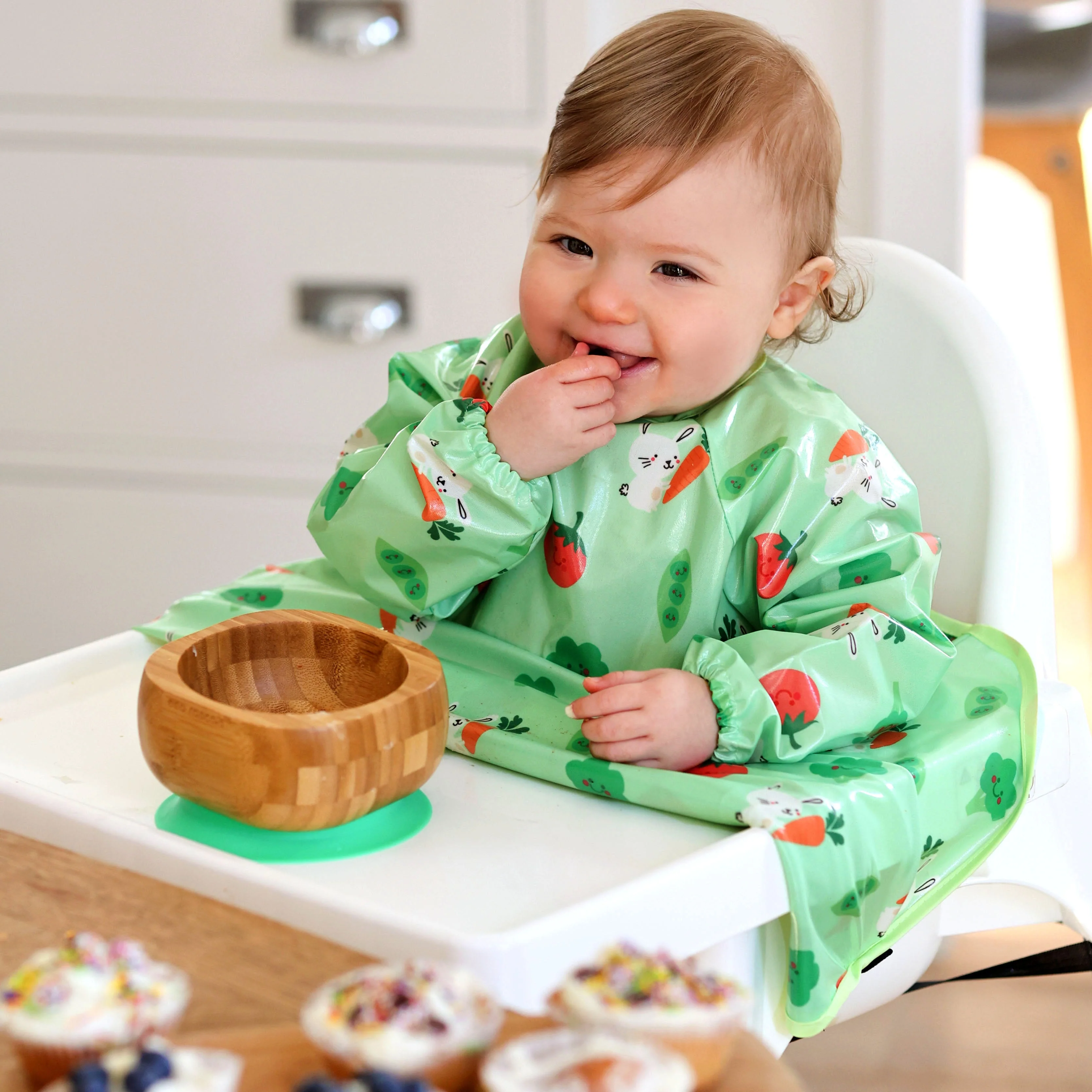 Wipeezee Coverall Bib - Green Bunny & Veg - Image 9