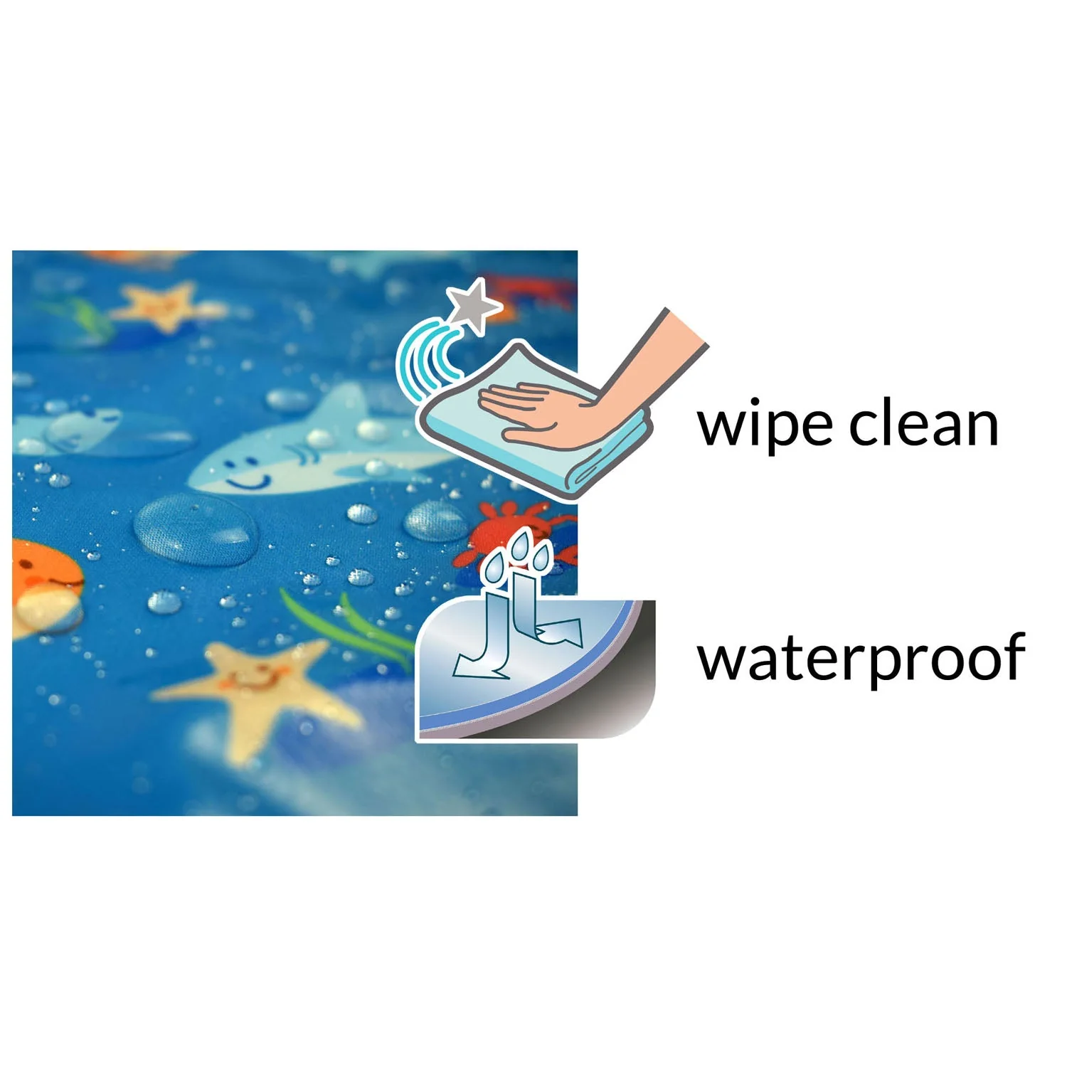 Wipeezee Splash Mat - Turquoise Blue Sea Creatures - Image 4
